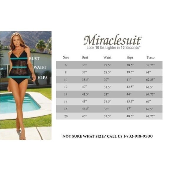 Miraclesuit Floral Paisley Tankini Top Tummy Control Size 8 Black Blue Metallic - Picture 8 of 8